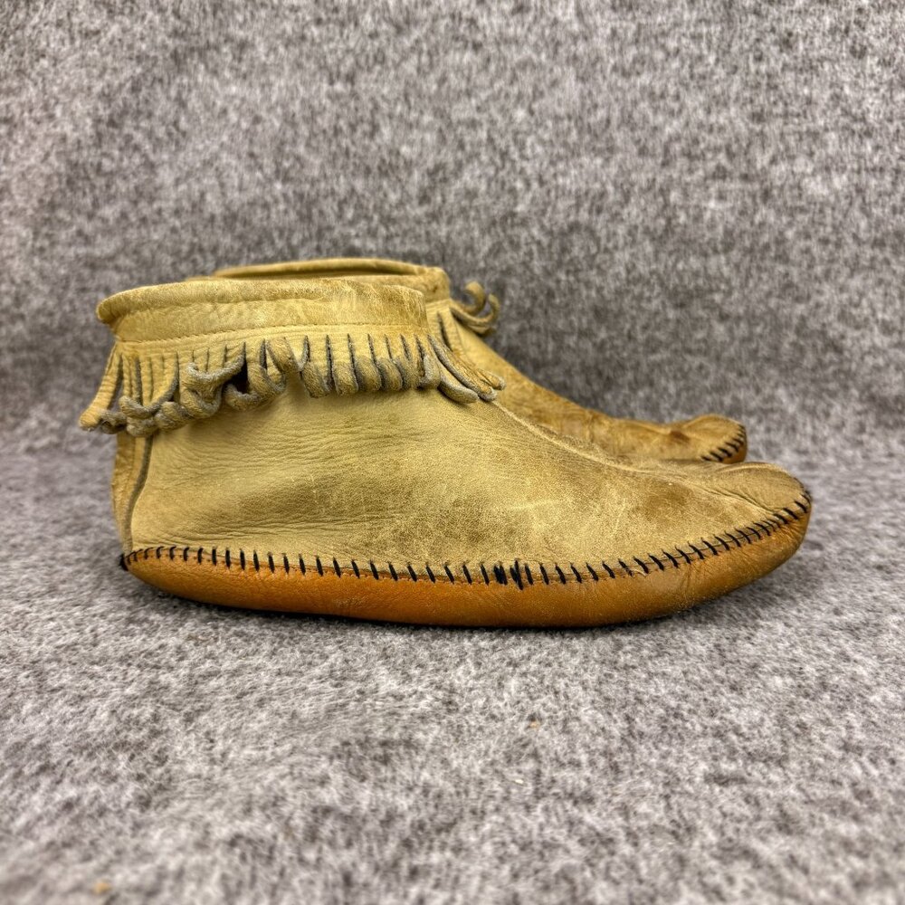 ✅VTG Handmade Leather Fringe Moccasins -Talon Zipper ✅NO SIZE -CONDITOIN ISSUES